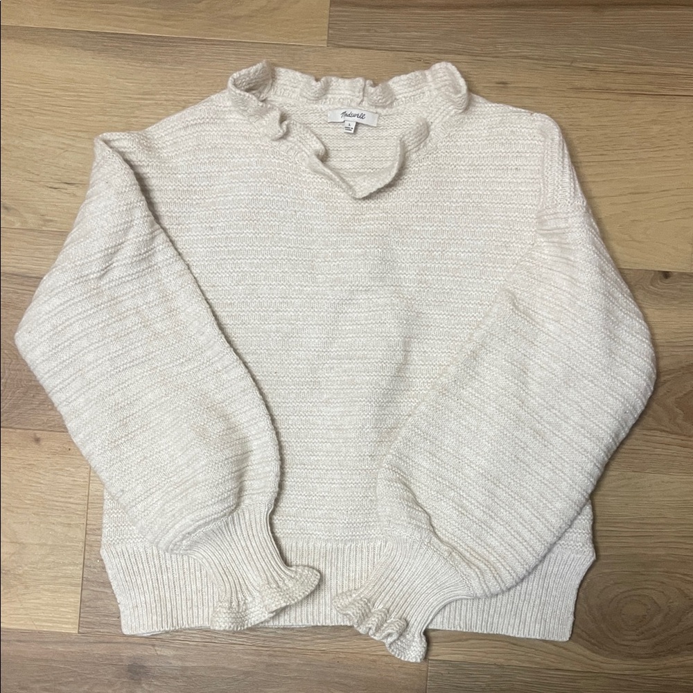Madewell Cream Ruffled Sweater